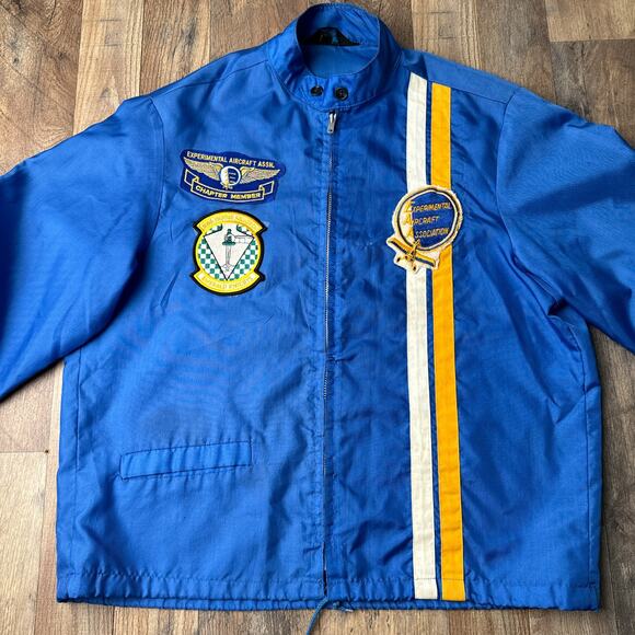 Vintage 60s Champion Running Man Aviation Jacket Men's Medium Blue EAA 4635 - Picture 1 of 15